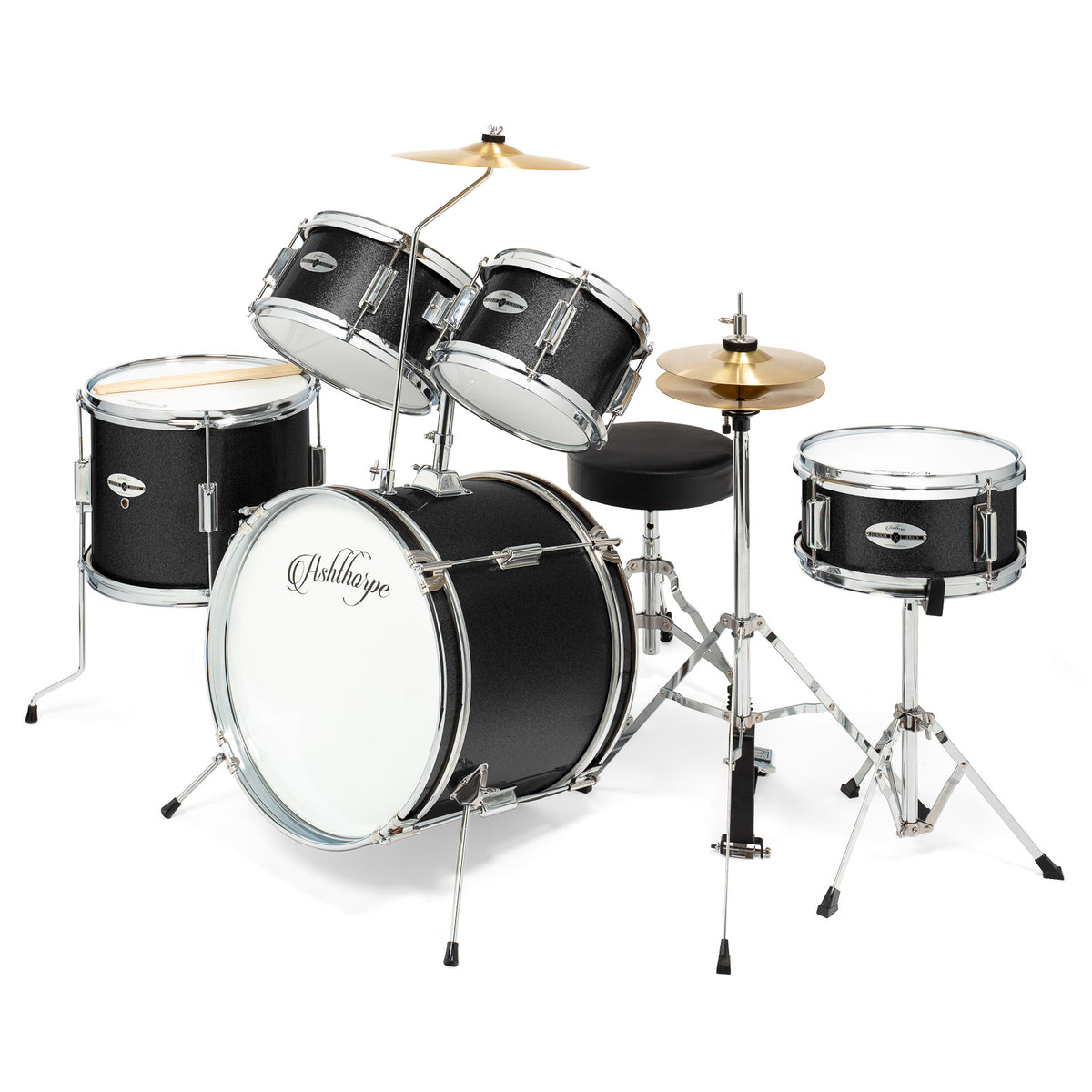 5-Piece Beginner Drum Set with Brass Cymbals – Ashthorpe.com