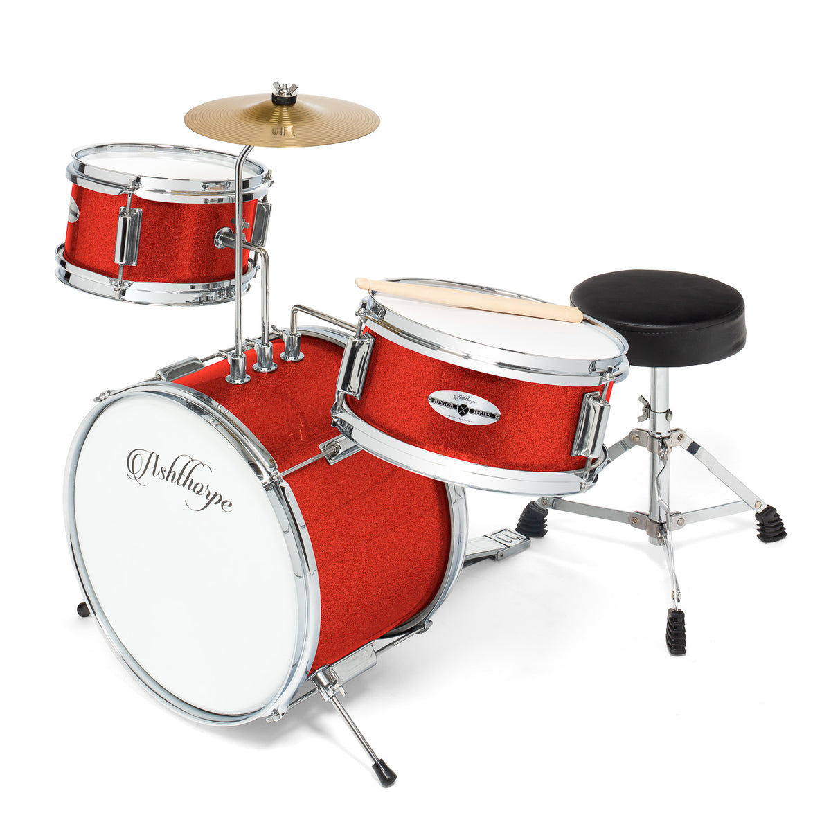 3-Piece Beginner Drum Set with Brass Cymbals – Ashthorpe.com