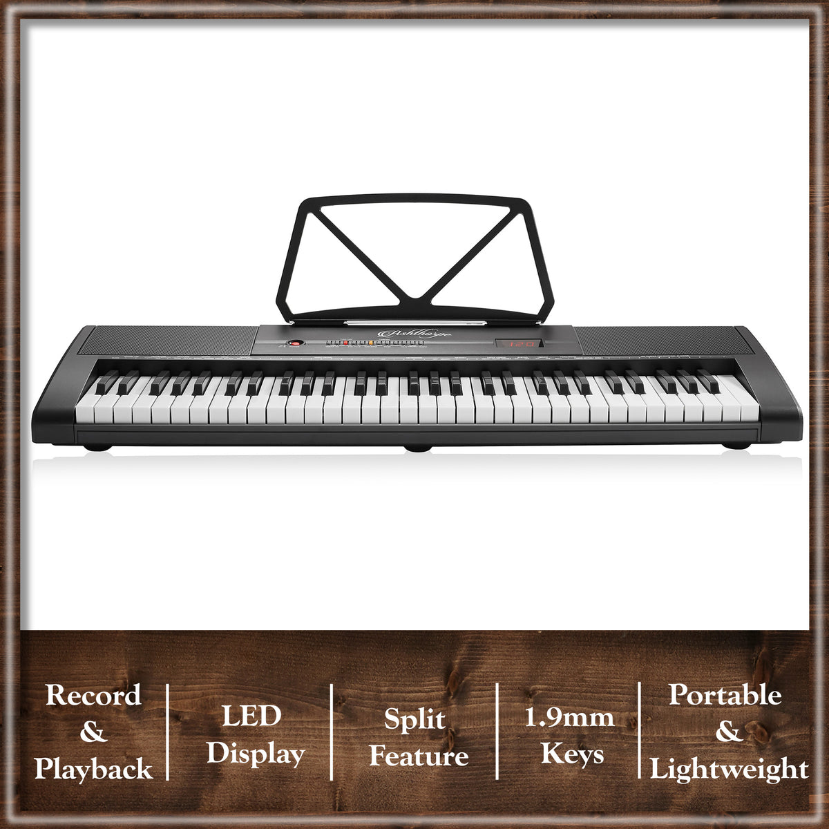 61-Key Digital Keyboard Piano, Portable Beginner Kit with