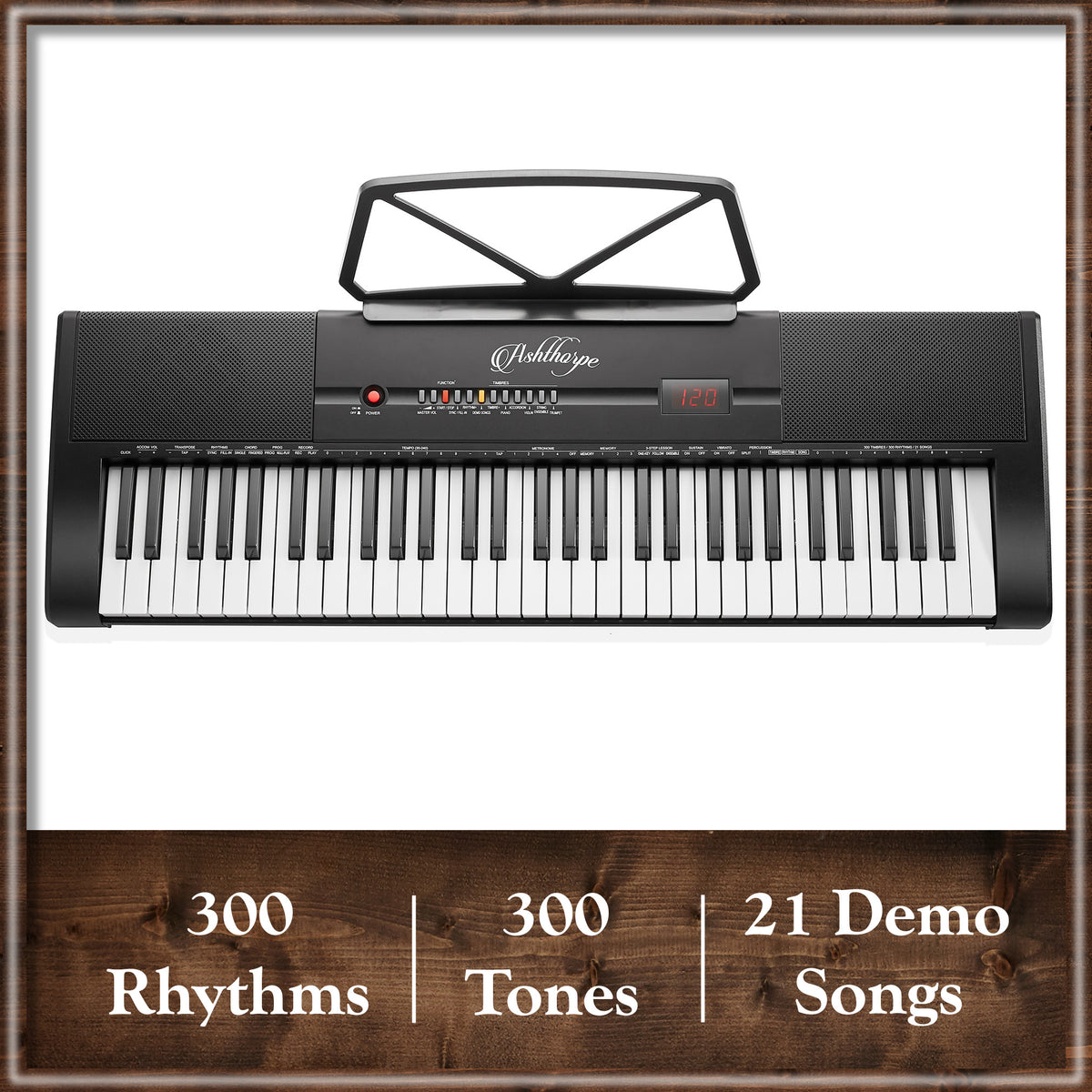 61-Key Digital Keyboard Piano for Beginners, Includes Stand and