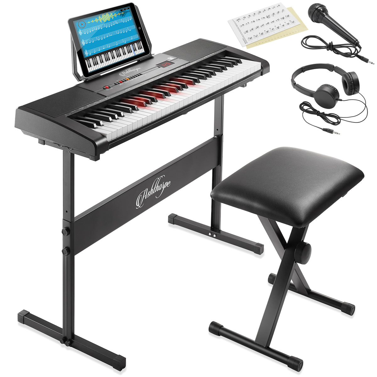 61-Key Digital Keyboard Piano with Light Up Keys - Includes