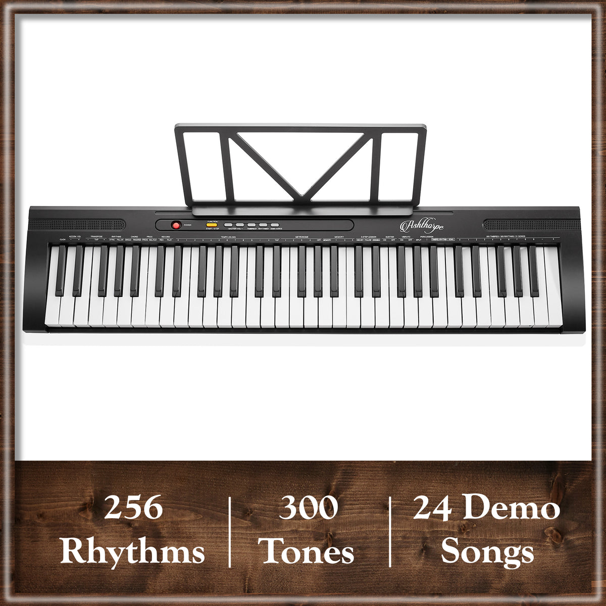 61-Key Digital Keyboard Piano with Full-Size Keys - Includes Stand