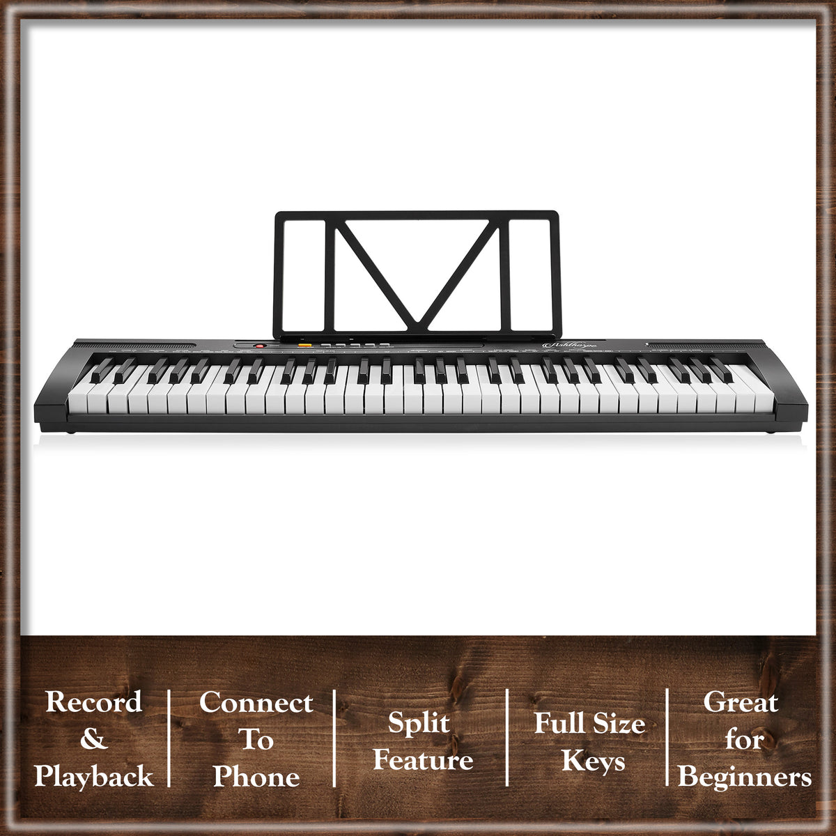 61-Key Digital Keyboard Piano with Full-Size Keys - Includes Stand