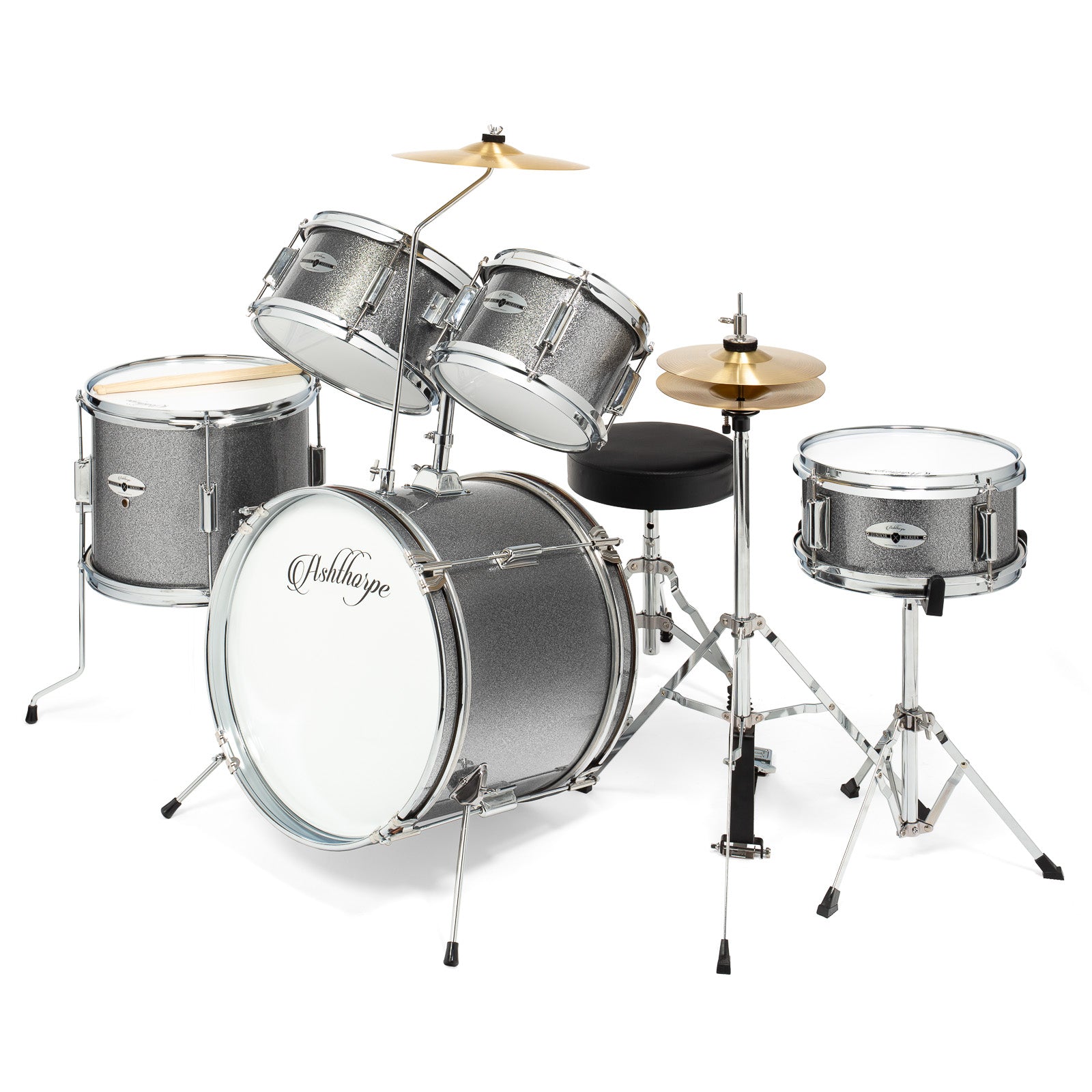 5-Piece Beginner Drum Set with Brass Cymbals – Ashthorpe.com