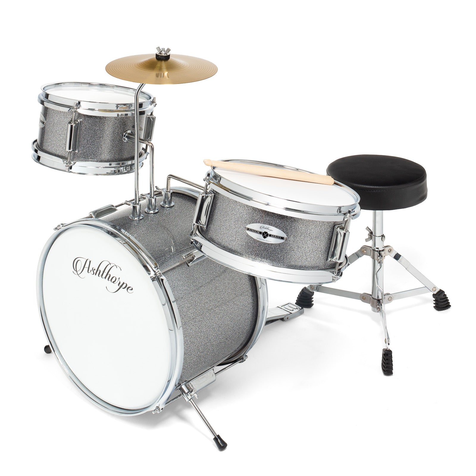 3-Piece Beginner Drum Set with Brass Cymbals – Ashthorpe.com