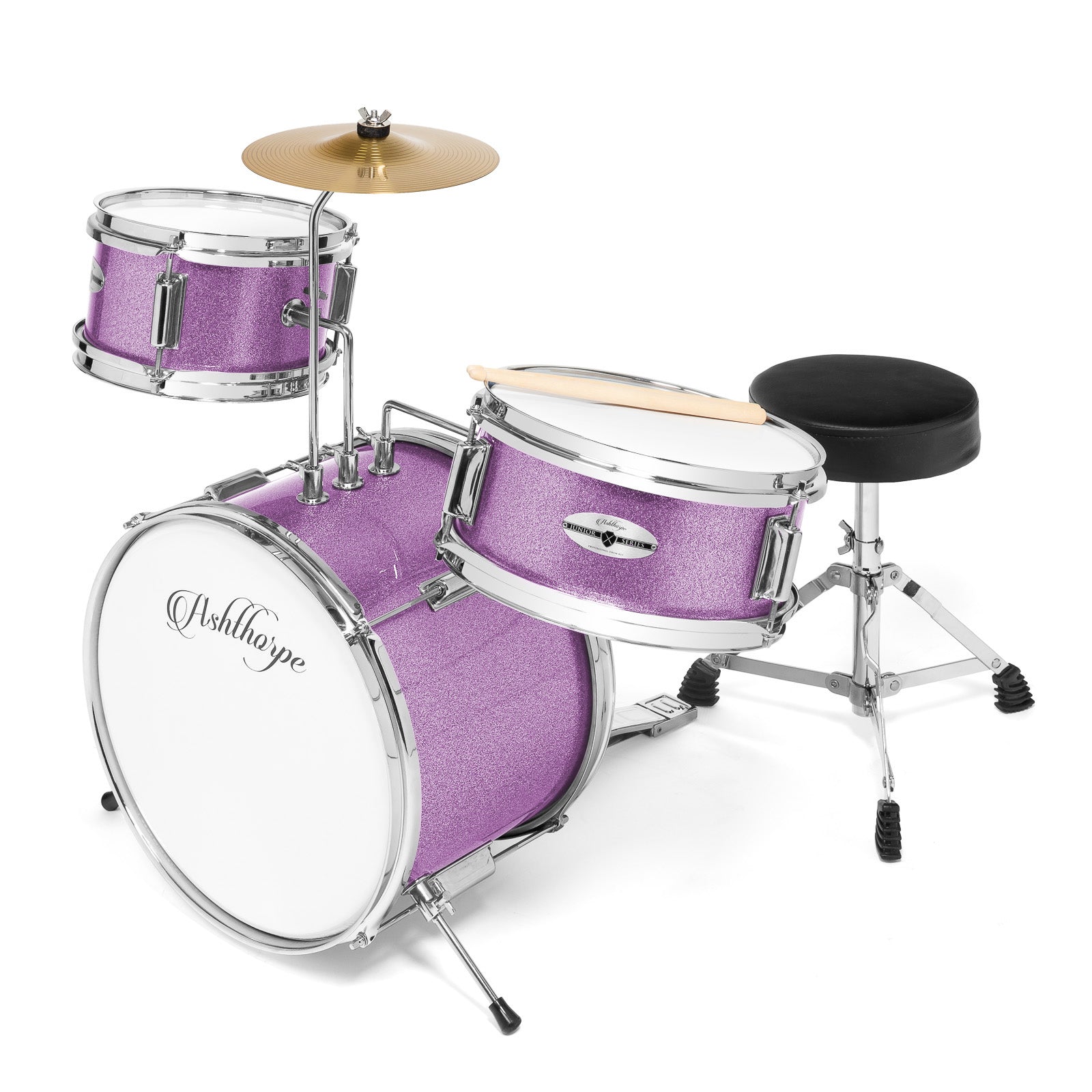 3-Piece Beginner Drum Set with Brass Cymbals – Ashthorpe.com