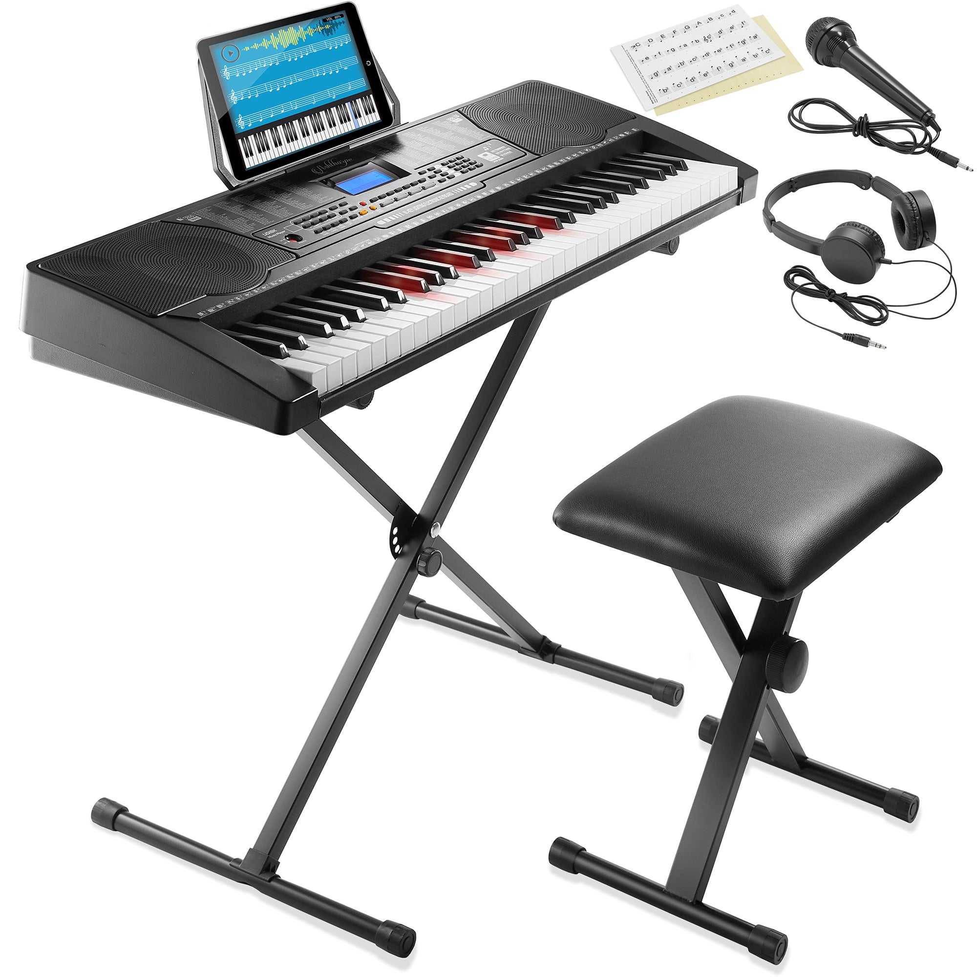 61-Key Digital Keyboard Piano with Light Up Keys - Beginner Kit