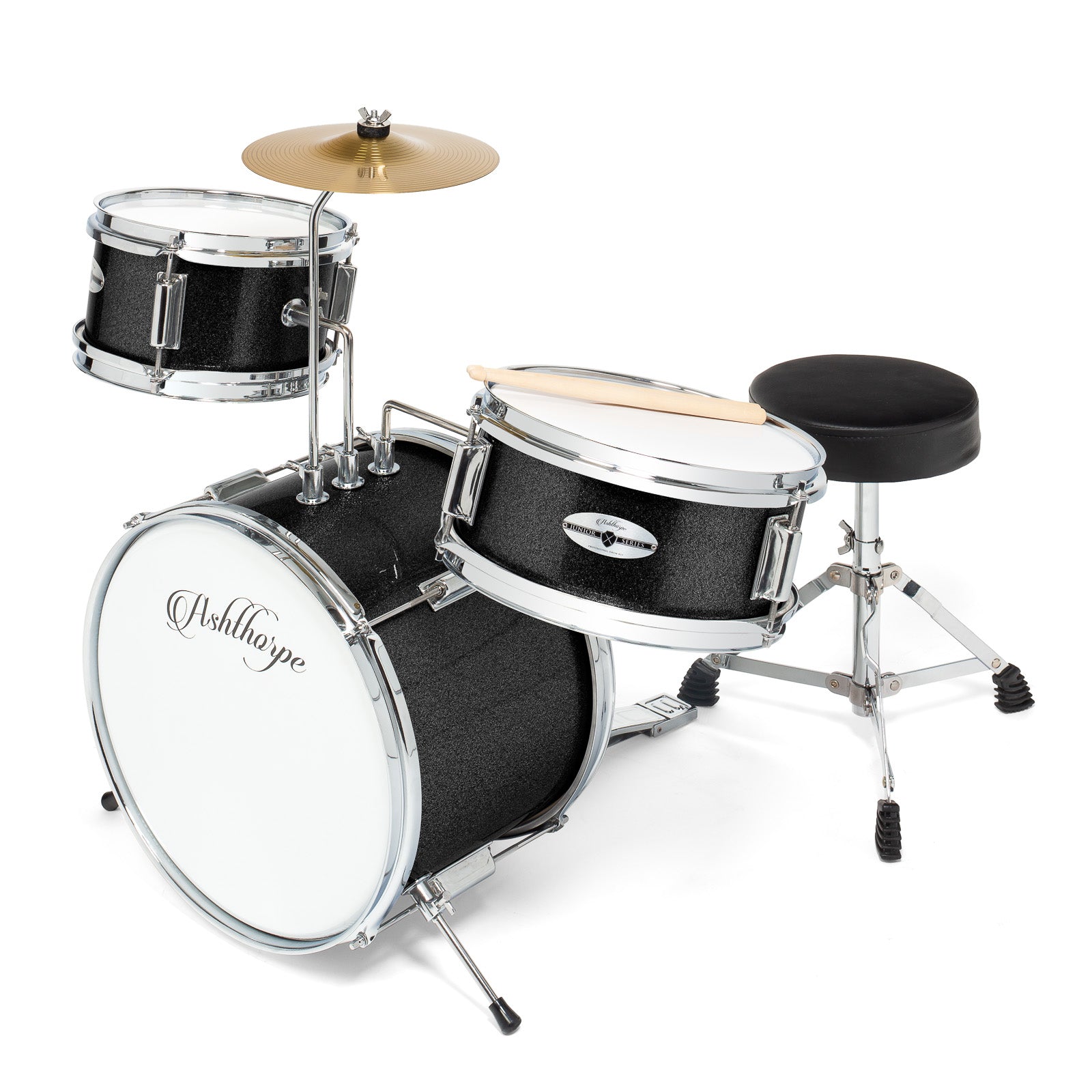 3-Piece Beginner Drum Set with Brass Cymbals – - Main Image