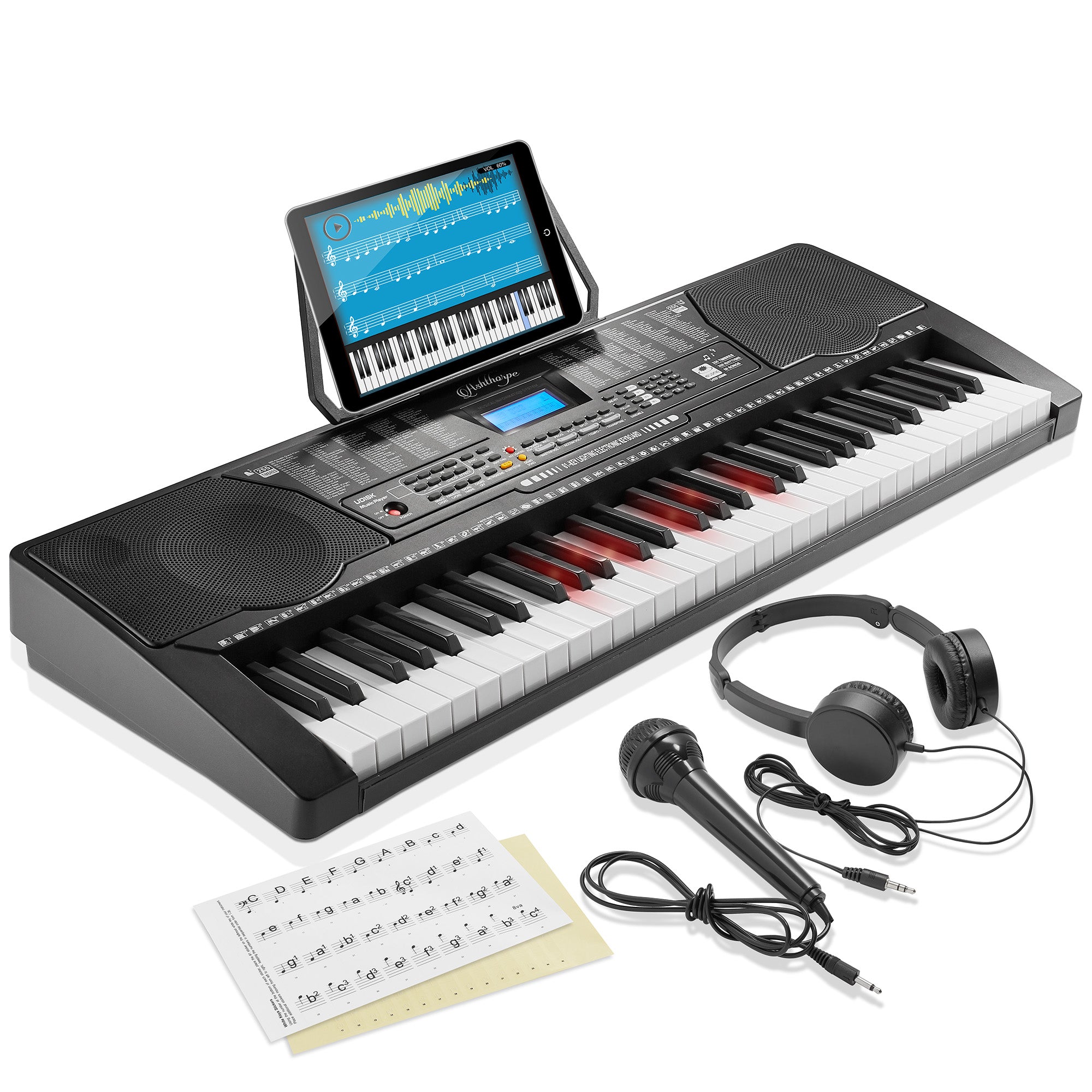 61-Key Digital Keyboard Piano with Full-Size Light Up Keys - Beginner –